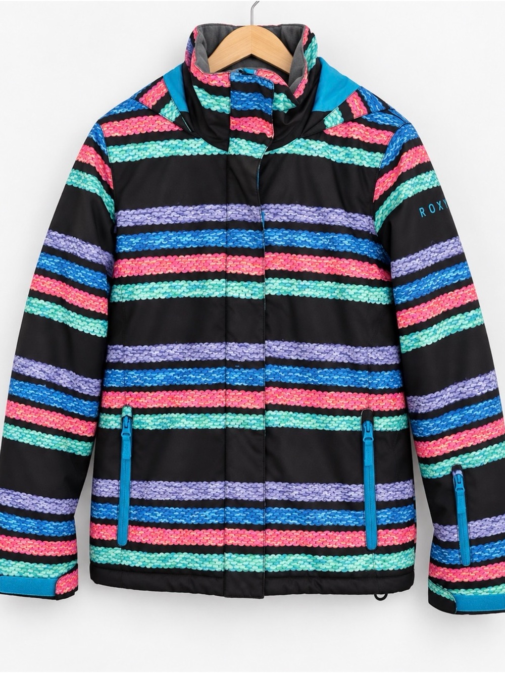 Roxy Girls 14 Jetty Neon Stripe Snowboard Ski Jacket